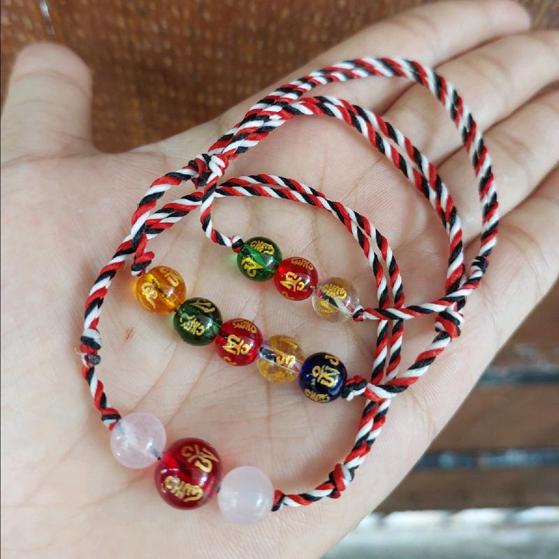 April Gallery - Paket 3 Gelang Tridatu Mantra Panca Rose Cinta Perempuan Laki-laki Batu Aksesoris Benang Putih Bracelet 1
