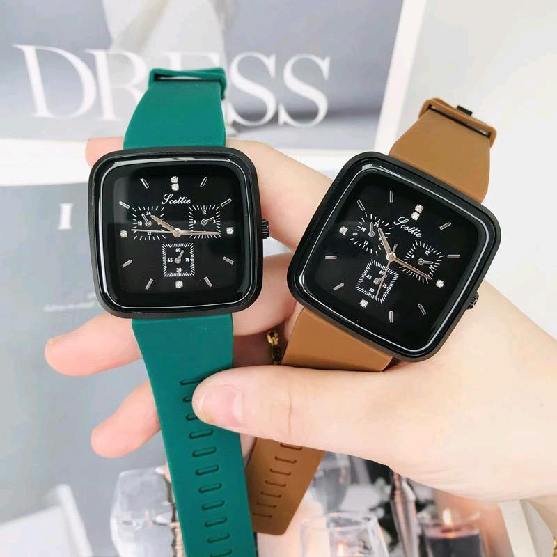 Jam Tangan Cewe Korea Analog Strap Rubber Jam Cewe Fashion Crono Silikon 0