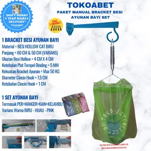 PAKET MANUAL BRACKET WALL+KAIN KELAMBU BESI AYUNAN BAYI Besi Tebal Tempel Tembok dengan Dinabolt TOKOABET
