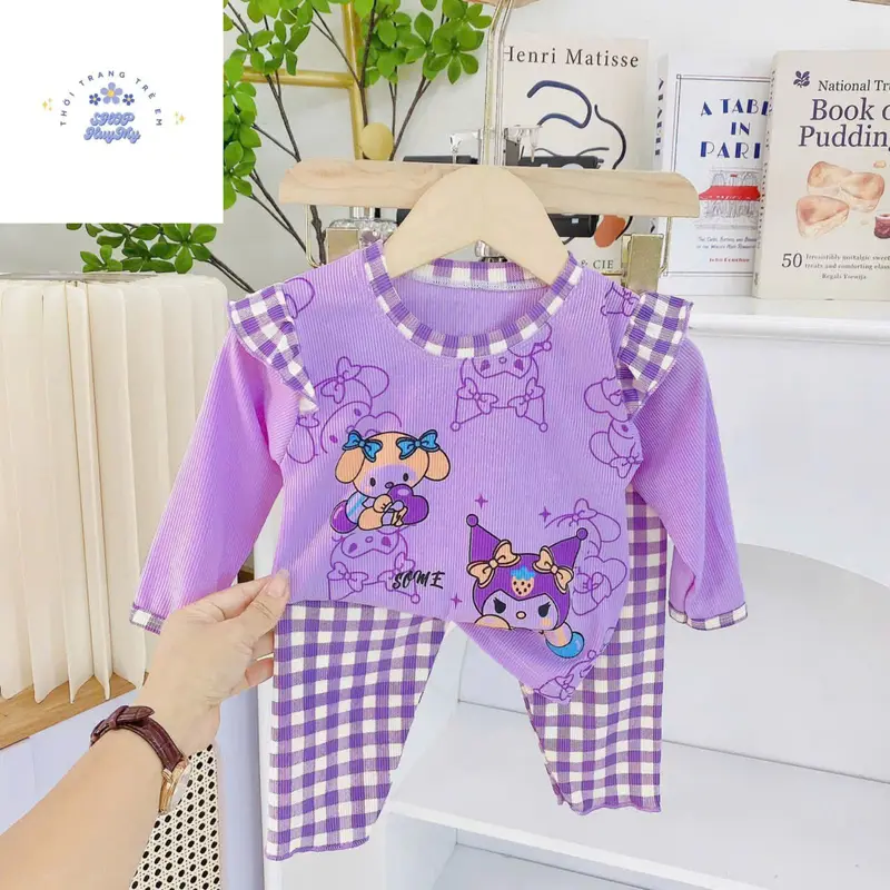 [MS7] Bộ  Dài Tay Thun Tăm Cánh Tiên + Com Bo giá hời Cho Bé Gái Phối Quần nhiều họa tiết  Dễ Thương Cho Bé Gá từ 5-16kg ,mềm mại,thông thoáng. 1