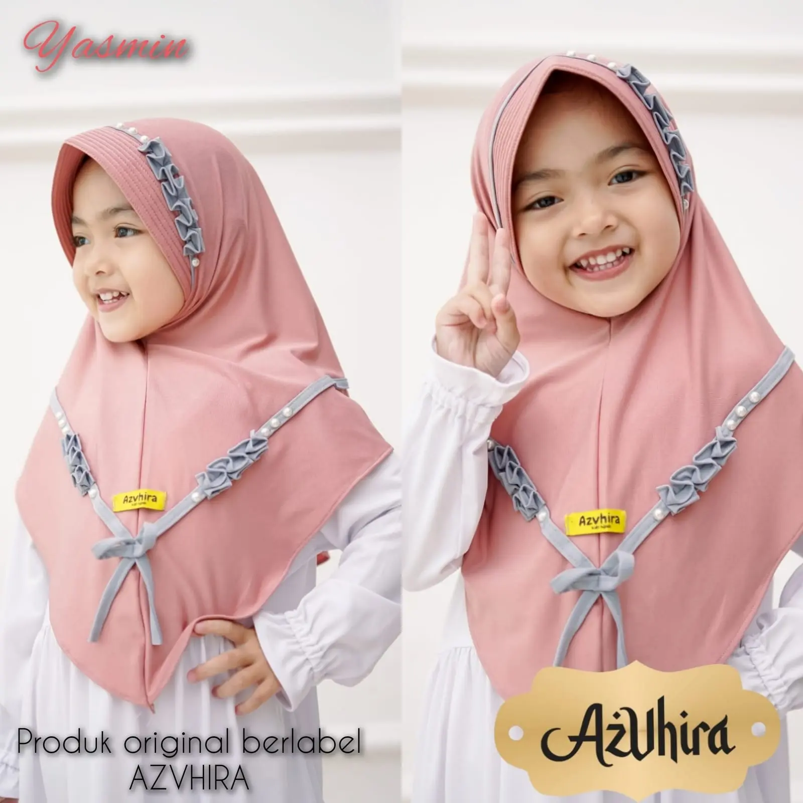 Hijab Instan Anak Yasmin Kombinasi Rempel Pita Depan By Azvhira