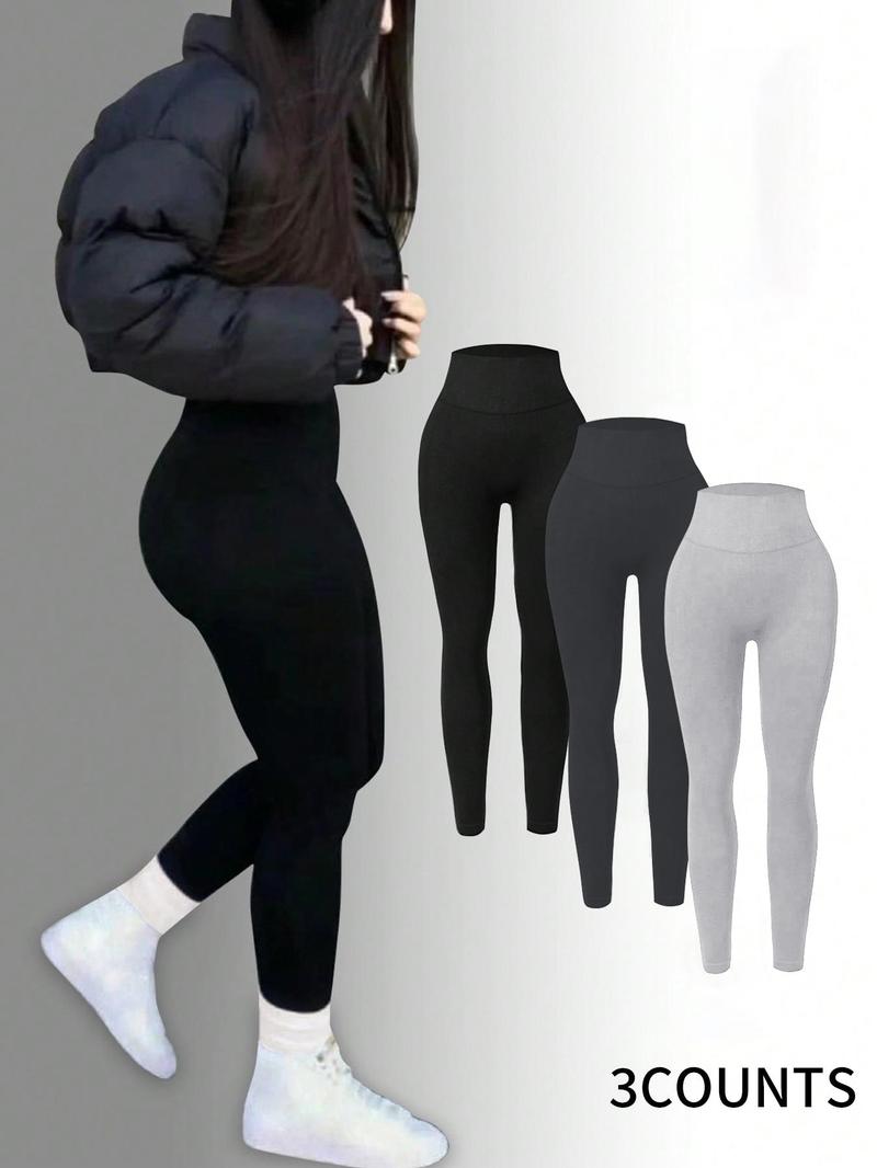 Product Introduction of Women's Solid High Waist Sports Leggings, Casual Comfy Breathable Seamless Skinny Pants for Yoga Gym Workout, Ladies Sportswear for Spring & Fall 12