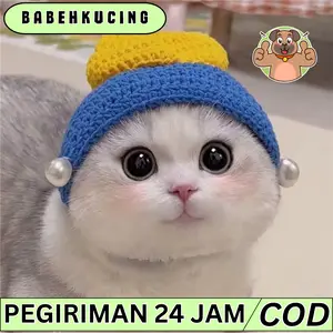 BABEPETSHOP Topi Bucket Hat Kucing Anjing Aksesoris Kucing Anjing Trendi Topi Lucu