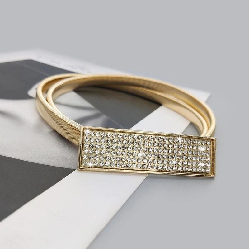 Product Introduction of Fashion Casual Rhinestone Metal Elastic Belt Female Waist Chain High Quality 0