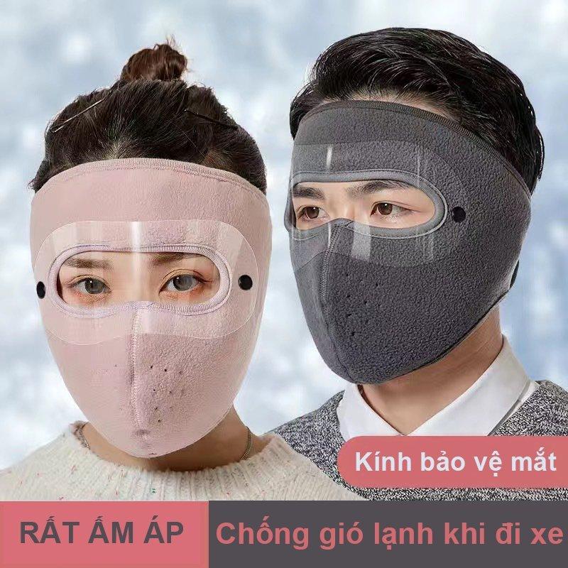 Khẩu trang ninja trùm kín mặt cổ, che tai chống nắng chống gió bụi vải nỉ có kính bất chấp mùa đông gió lạnh Nam Che Mặt