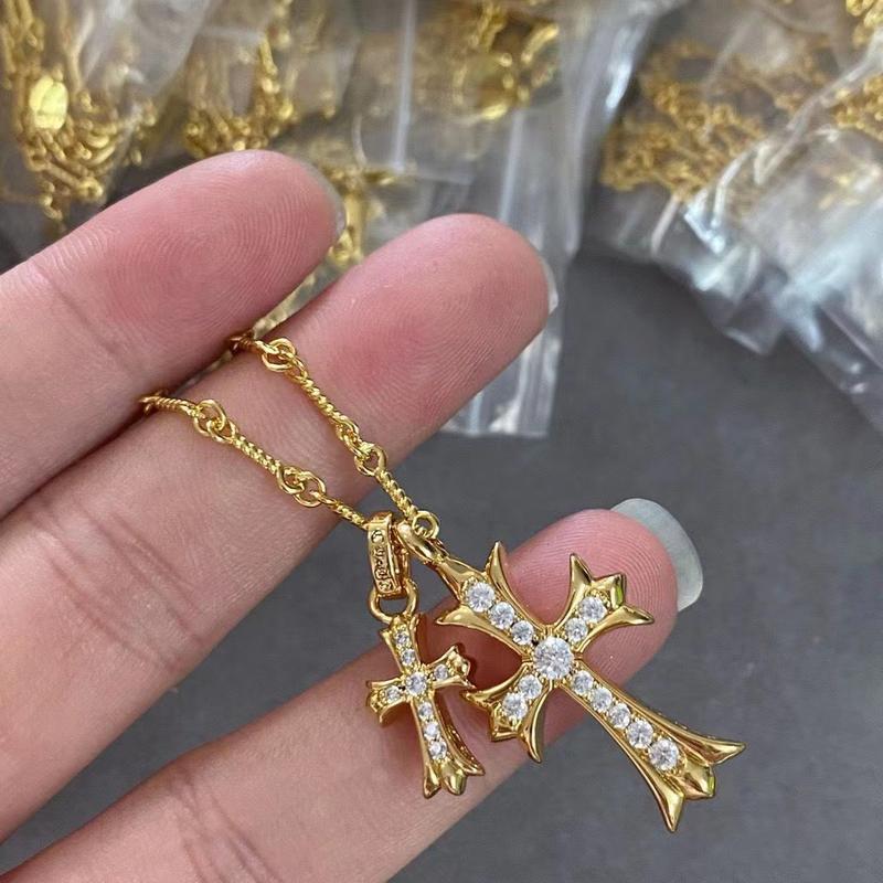 Vòng Cổ Chữ Thập, Vòng Cổ Mặt Dây Chuyền Đôi, Phong Cách Âu Mỹ, Trang Sức Cặp Đôi, Kim Cương Đầy Đủ, Thời Trang Cổ Điển, Xuyên Biên Giới, Thiết Kế Mặt Dây Chuyền Đôi 8