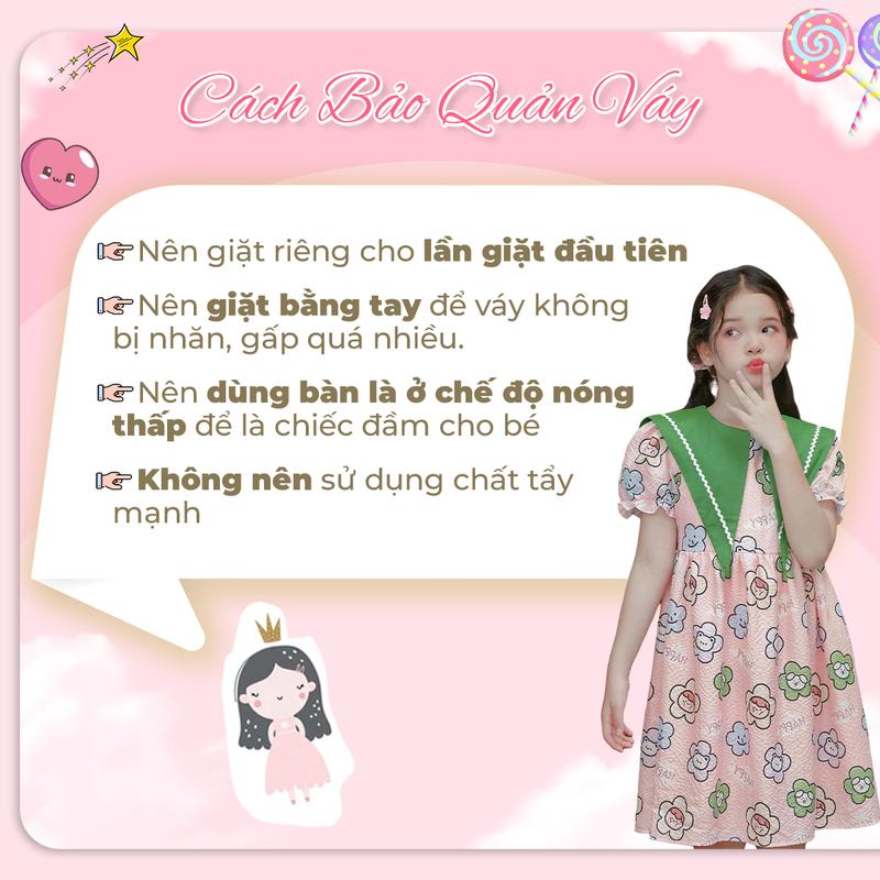 Product Introduction of Đầm váy 2 dây tơ giấy cho bé gái họa tiết BÈO HOA LikeKids MH1 D29 11