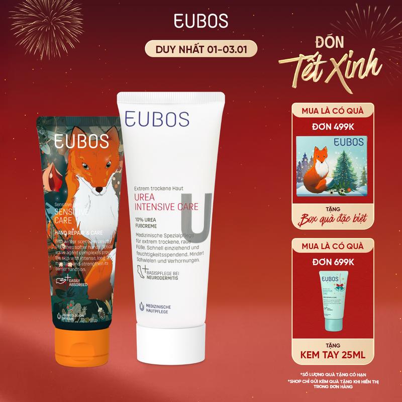 Combo Kem Dưỡng Da Tay EUBOS 75ml Và Kem Dưỡng Da Chân UREA 10% Foot Cream 100ml Dưỡng Ẩm Chuyên Sâu An Toàn Cho Da Nhạy Cảm