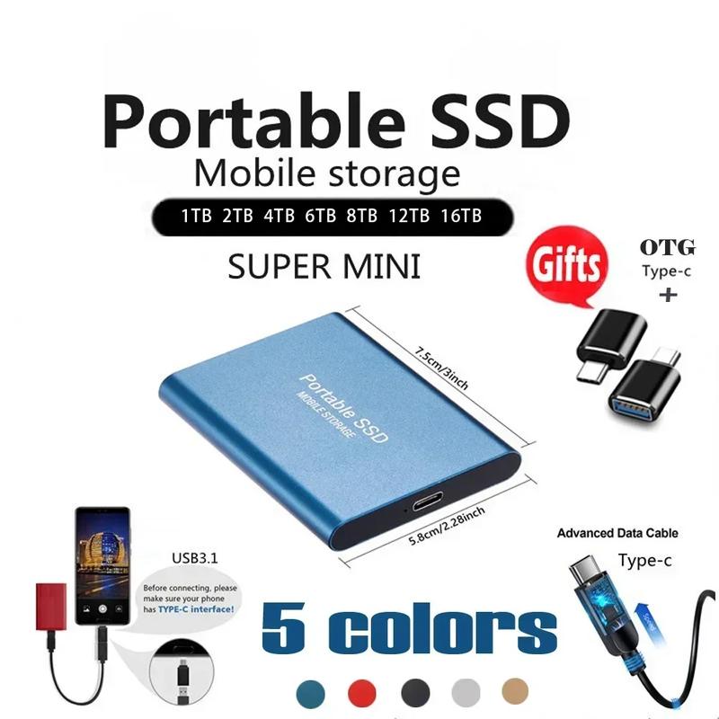 Product Introduction of Portable SSD 1TB/2TB External Solid State Drive USB 3.0/Type-C Hard Disk High-Speed Storage Device For Laptops/Desktop/Mac/Phone 9