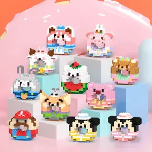 NEW MODEL DONUT BRICKS Mainan Balok Susun Kartun / Mini Bricks Mainan Anak / Mainan Edukasi DIY 3D Puzzle / Nano Block Balok Susun Mainan Anak Blcok Bangunan Kecil Donat Seri Disney Brick Bangunan Hewan Kecil Toys