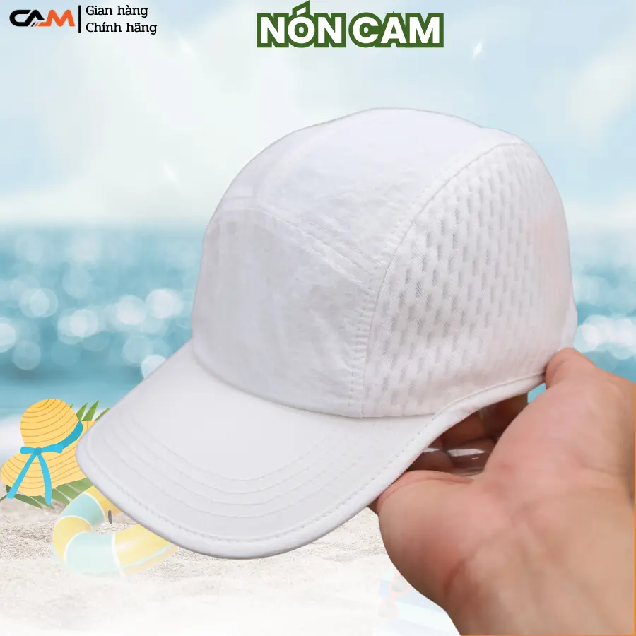 Mũ NÓN CAM Chính Hãng mẫu QT vải dù nhăn phối lưới hai bên thoáng mát