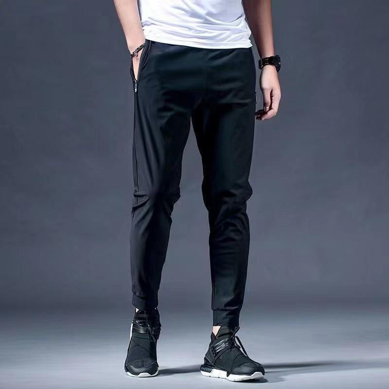Ice Silk Quick-Drying Breathable Pants Men's Running Loose Elastic Outdoor Basketball Training Exercise Casual Pants Menswear Trouser Sports Plain Esports Beige Human Lingerie 1
