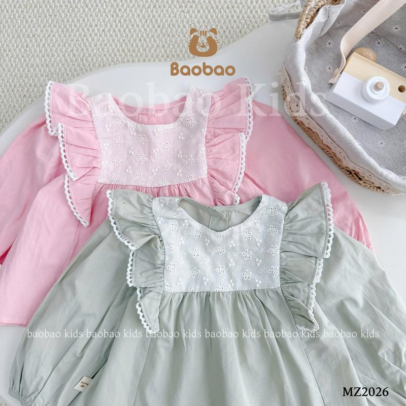   BAOBAO-HÀNG SẴN  - ÁO BABYDOLL CÁNH TIÊN PHỐI REN XINH XẮN ĐÁNG YÊU CHO BÉ GÁI - MZ2026 