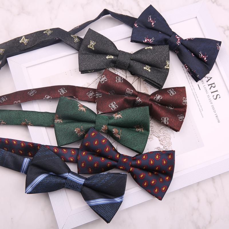 Product Introduction of 6 * 12cm Patterned Men's Wedding Groom Groomsman Suit Black Red Blue Striped Formal Banquet Fashion Bow Tie 13