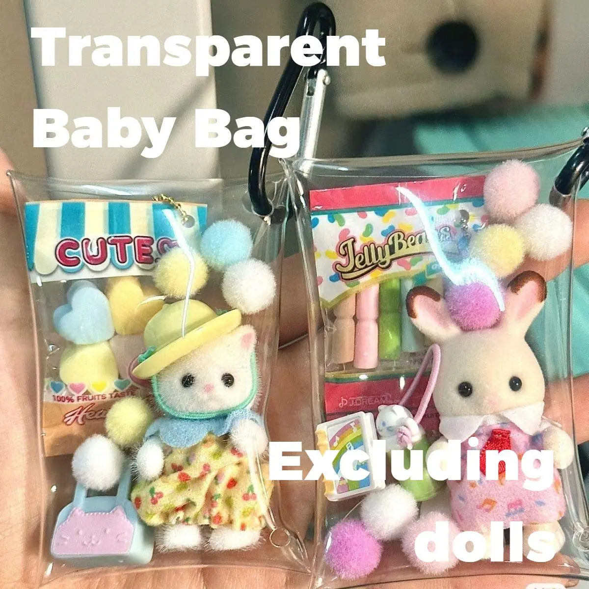 Sylvanian Families Transparent and Dustproof Storage Baby Walking Bags Ins Good-looking PVC Portable Display DIY Decorative Pendant This one doesn't have dolls