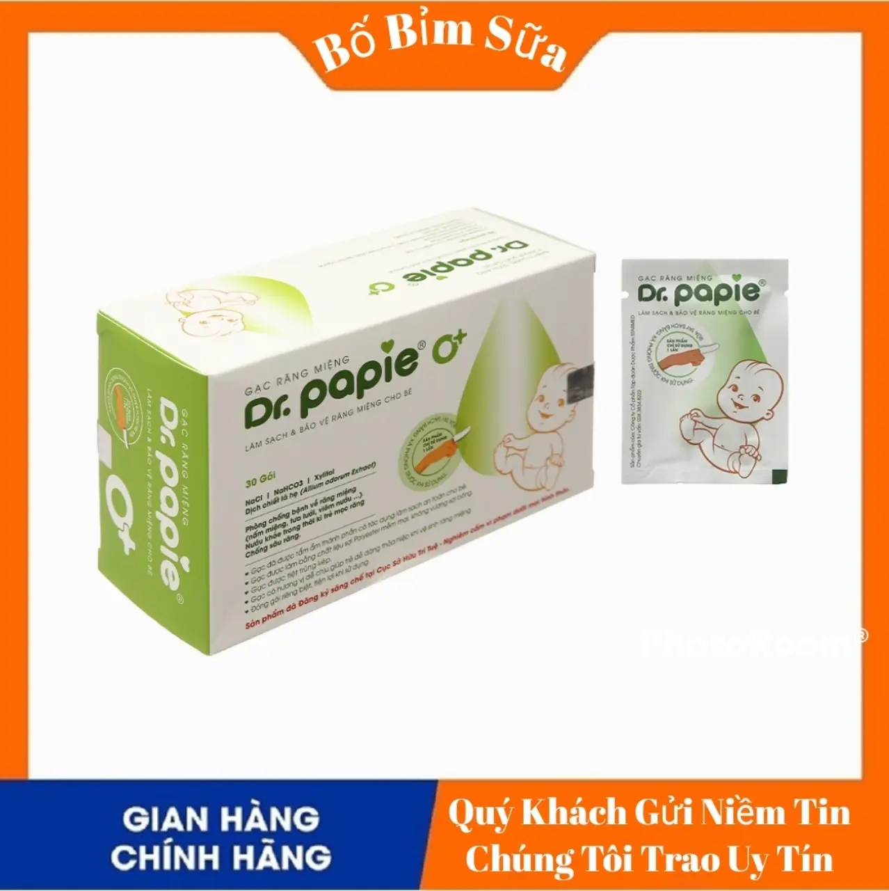 Gạc Rơ Lưỡi Dr.Papie Vệ Sinh Răng Miệng Cho Bé Từ Sơ Sinh ( HỘP 30 GÓI ) Mẫu Date Mới Hàng Chính Hãng