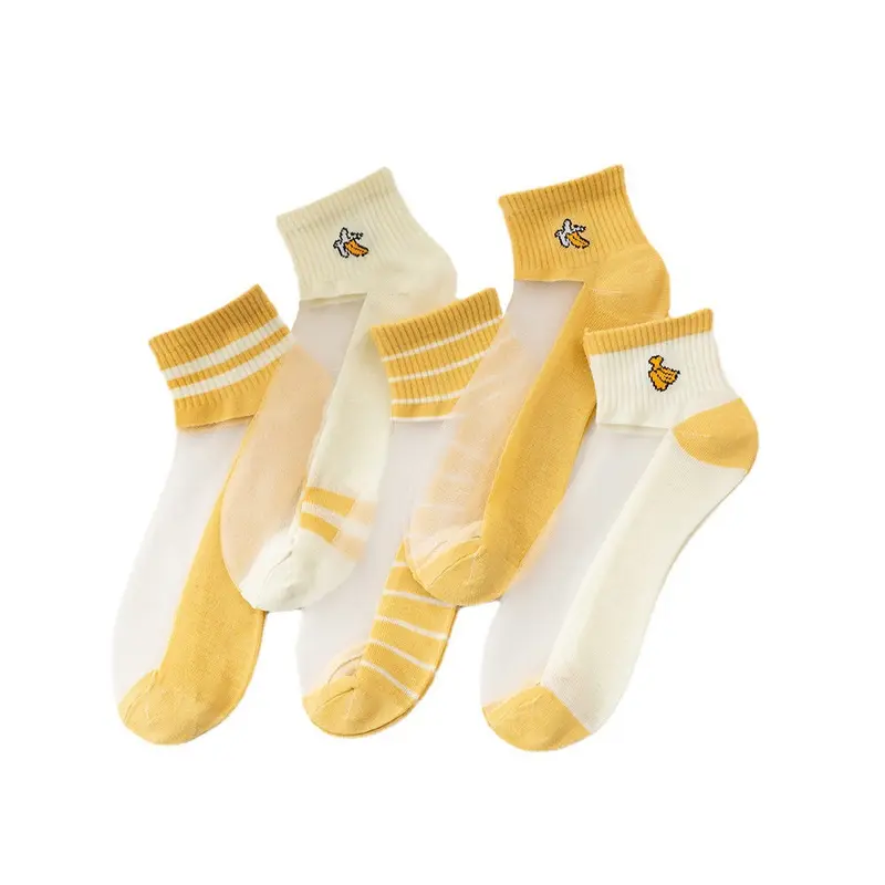 IOS 894 Kaos Kaki Transparan Wanita Import Motif Pisang Fashion Socks COD 4