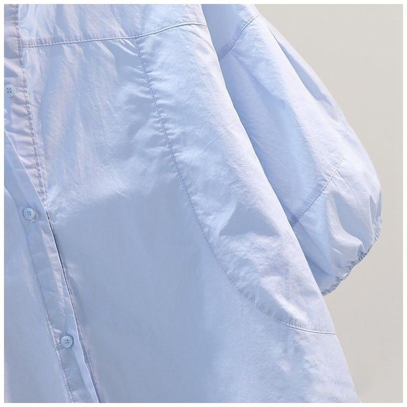 Product Introduction of Áo Sơ Mi Cho Nữ, Phong Cách Công Sở Thường Ngày Thiết Kế Trơn Tay Phồng, Thanh Lịch, Áo Thường Ngày Dáng Rộng Thời Trang Gấp Bất Đối Xứng Hàng Mới Về Mùa Hè, Phong Cách Thanh Lịch, 2024 19