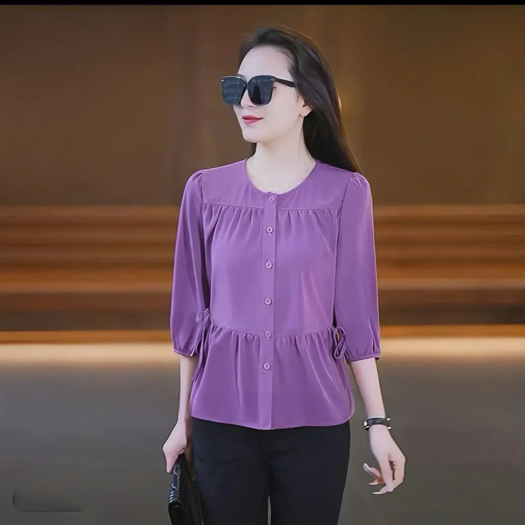 Áo Sơ Mi Thiết Kế Tay Lỡ Nhún Cách Điệu Trẻ Trung HC4