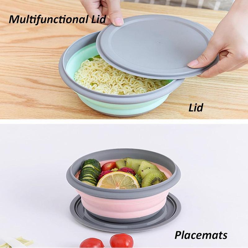 Foldable Silicone Bowl, 3 Counts/set Food Storage Bowl With Lid, Compact Lightweight Bowl For Travel & Outdoor Equipment, Office Lunch 2