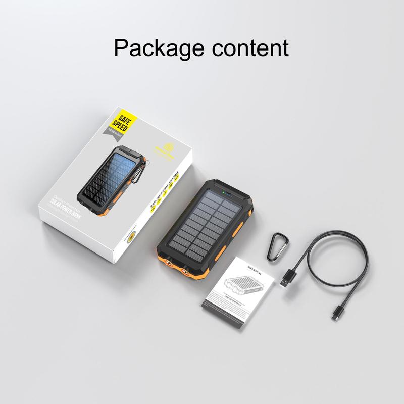 10000mAh Solar Power Bank, Dual USB Output Port Waterproof Power Bank with LED Light, Solar Phone Charger for iPhone & Android, Stocking Fillers Gift, Travel Gadgets, Electronics Accessories 4
