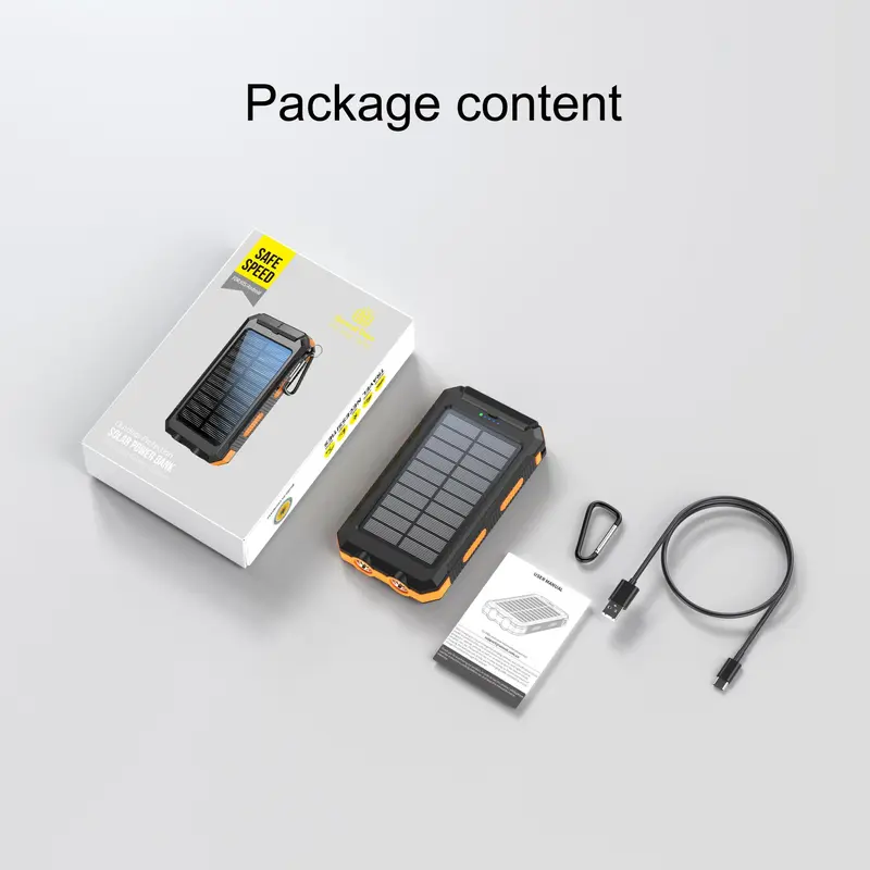 10000mAh Solar Power Bank, Dual USB Output Port Waterproof Power Bank with LED Light, Solar Phone Charger for iPhone & Android, Stocking Fillers Gift, Travel Gadgets, Electronics Accessories 3