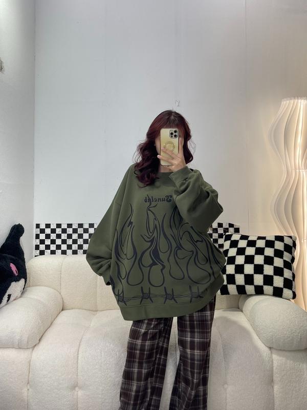 ÁO NỈ SWEATER XANH RÊU LỬA 2 MẶT SUNCLUB Top áo hoodie nữ