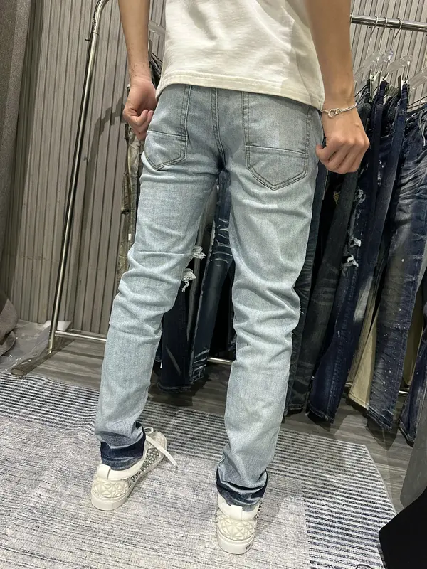 2 mẫu quần jean nam xanh in sao vá vải đen- nâu thanh lí DA9 3
