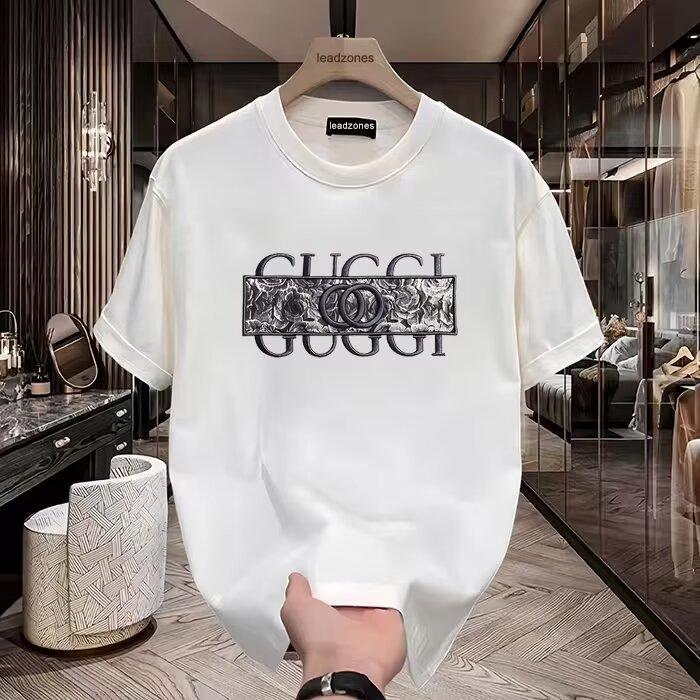 Product Introduction of Cotton 250gsm summer short sleeved T-shirt for men, casual, trendy, fashionable, printed T-shirt, round neck, sports, breathable 1