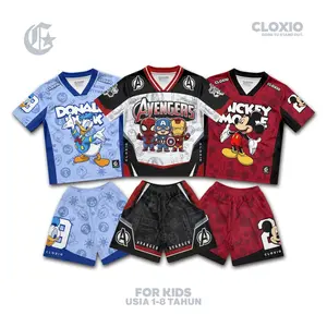CLOXIO - Setelan Anak - Baju Jersey Anak Laki-laki - Pakaian Kaos Avengers Mickey Mouse Donald Bebek