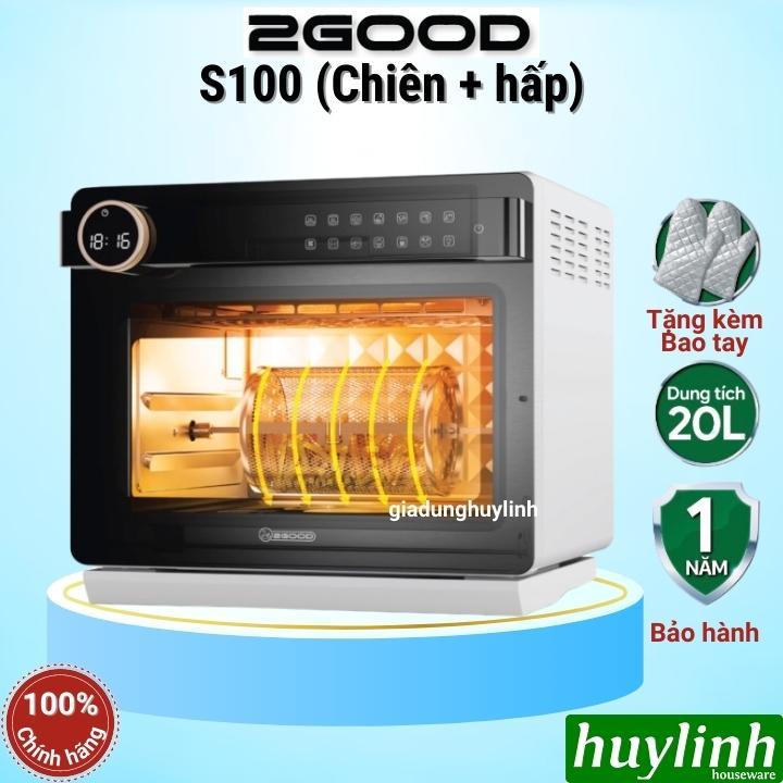 Nồi chiên không dầu hấp hơi nước siêu nhiệt 2Good S100 - Dung tích 20 lít - 1800W - Tặng bao tay chống bỏng
