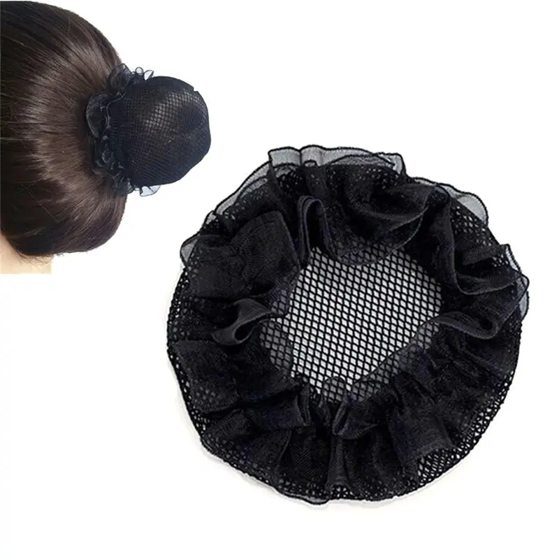 New Ladies Solid Plan Black Hair Bun Cover Snood Net Ballet Women Dance Skating