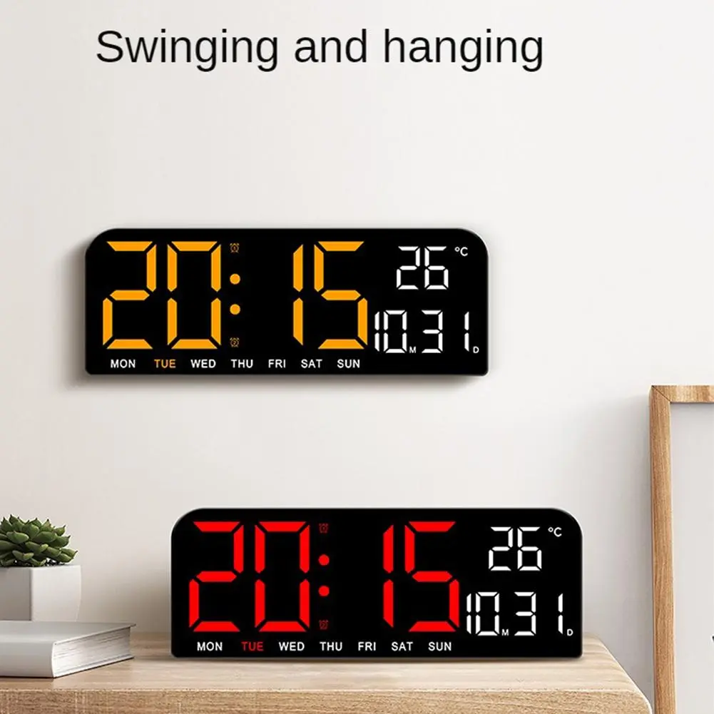 Đồng Hồ Treo Tường Kỹ Thuật Số, Màn Hình Lớn, Đồng Hồ Kỹ Thuật Số LED, Có Nhiệt Độ Và Tự Động Làm Mờ, Điều Khiển Từ Xa, Độ Sáng Tự Động