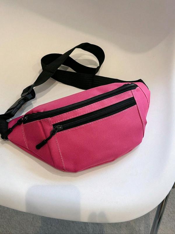 Men's Casual Solid Minimalist Release Buckle Detail Zipper Sling Bag, Simple Casual Multi-functional Fabric Chest Bag for Men, Durable Male Bum Bag for Daily Use, Travel Essentials 3