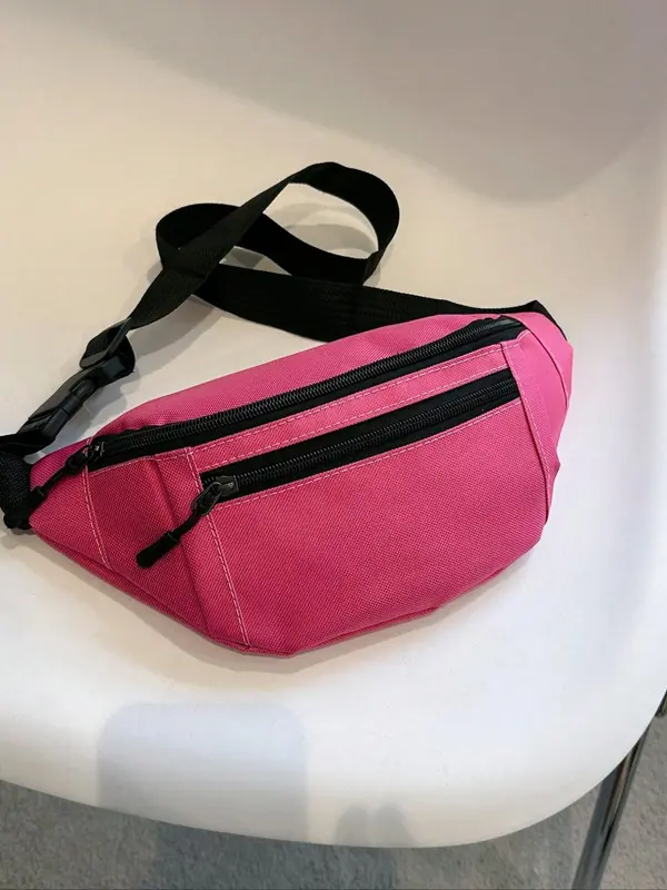 Men's Casual Solid Minimalist Release Buckle Detail Zipper Sling Bag, Simple Casual Multi-functional Fabric Chest Bag for Men, Durable Male Bum Bag for Daily Use, Travel Essentials 3
