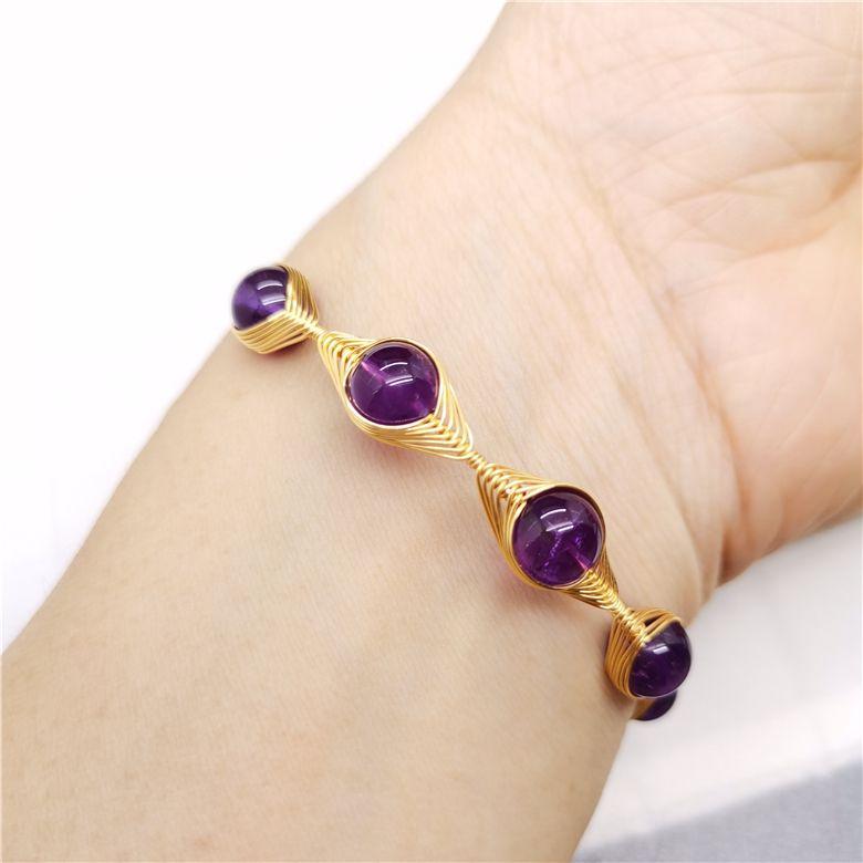 Product Introduction of Vòng Tay Thủ Công Chính Hãng Dành Cho Phụ Nữ, Vòng Tay Amethyst Tự Nhiên, Thiết Kế Dệt, Với Mắt Quỷ Hành Tinh, Thời Trang, Vòng Tay Tươi Mới 6