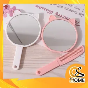 BISA COD C6529 Cermin Kucing Simpel 2 in 1 Cermin Rias Genggam dengan Sisir