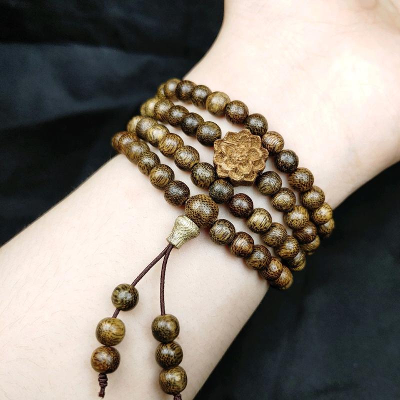 Vòng Tay Trầm Hương chuỗi tràng hạt 108 Mix lu thống theo mệnh, mix hoa Sen