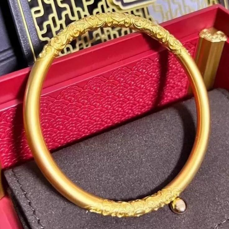 Vòng Tay Tròn, Họa Tiết Gậy Xiangyun Vàng Tròn Đơn Giản, Phong Cách Cổ Trang Viễn Cổ Trung Quốc Mới, Thời Trang Sang Trọng, Bán Buôn Có Sẵn 3