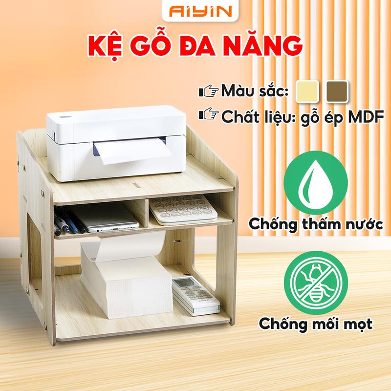 Kệ sách gỗ để máy in, giá đựng đồ văn phòng phẩm, kệ gỗ để góc tường để bàn chất liệu gỗ MDF phong cách hiện đại