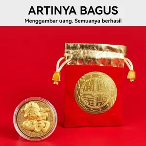 Koin Emas Keberuntungan Tahun Ular 2025 Koin Peringatan Foil Emas Zodiak