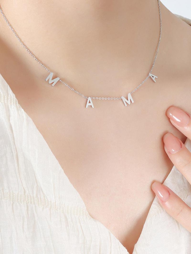 Product Introduction of Stainless Steel Letter Detail Pendant Necklace, 2024 Dainty Jewelry for Daily Clothing Decor, Party, Chic Women Accessories Jewelry As Gift 4