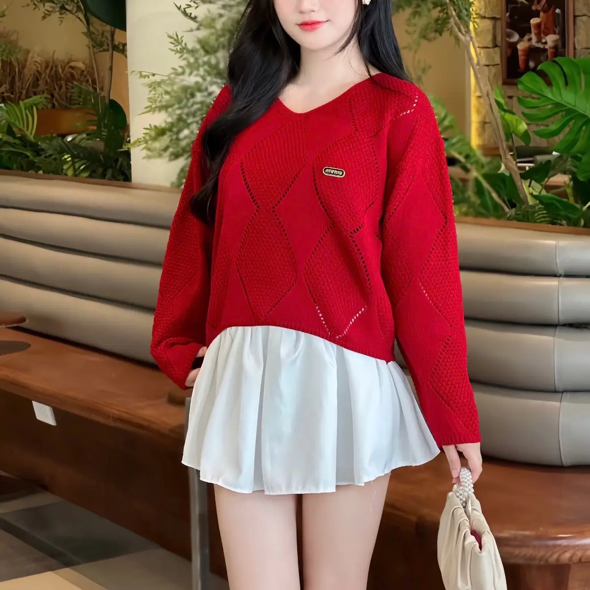 Áo Len Trám Đục Lỗ Trẻ Trung, Len Mềm Mịn Mặc Thoáng, Thích Hợp Thu Đông Women Nữ Top aolen  formrong
