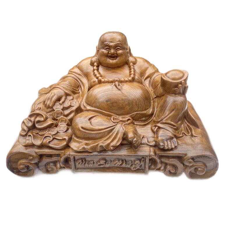 Di Lặc để Ô Tô gỗ bách xanh Mộc Châu size 15x10cm Trang Trí Nhà Decor Phòng Decor