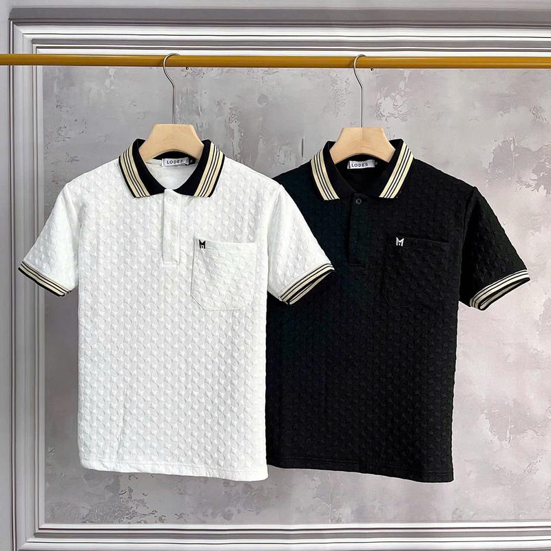 Áo thun cổ trụ nam nữ tay ngắn chất thun xốp phối viền tay cổ áo logo chữ thêu trẻ trung Menswear Top