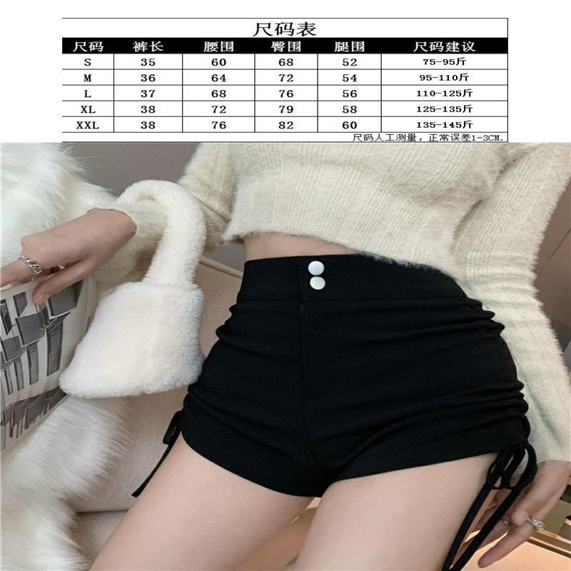 Product Introduction of High Waist Black Drawstring Shorts Women's Spring Outerwear Hot Girl A- line Casual Pants 2022 Sexy Hot Pants Bottom Lingerie 0