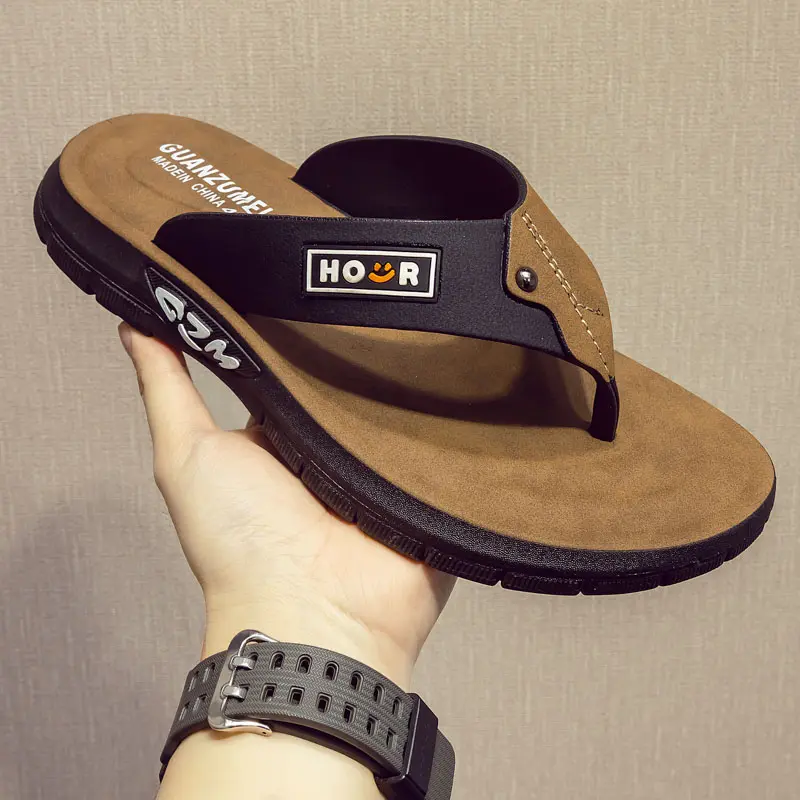 2025 Good-looking Men's Slippers Beach Summer Outdoor Wear New 2025 Non-Slip Flip-Flop Wear-Resistant and Deodorant Thick Bottom People