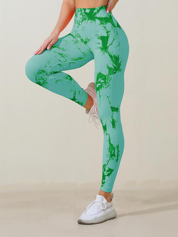 Women's Tie Dye Print High Waist Sports Leggings, Casual Seamless Skinny Pants for Yoga Gym Workout Running, Ladies Sportswear for All Seasons, Tummy Control 2