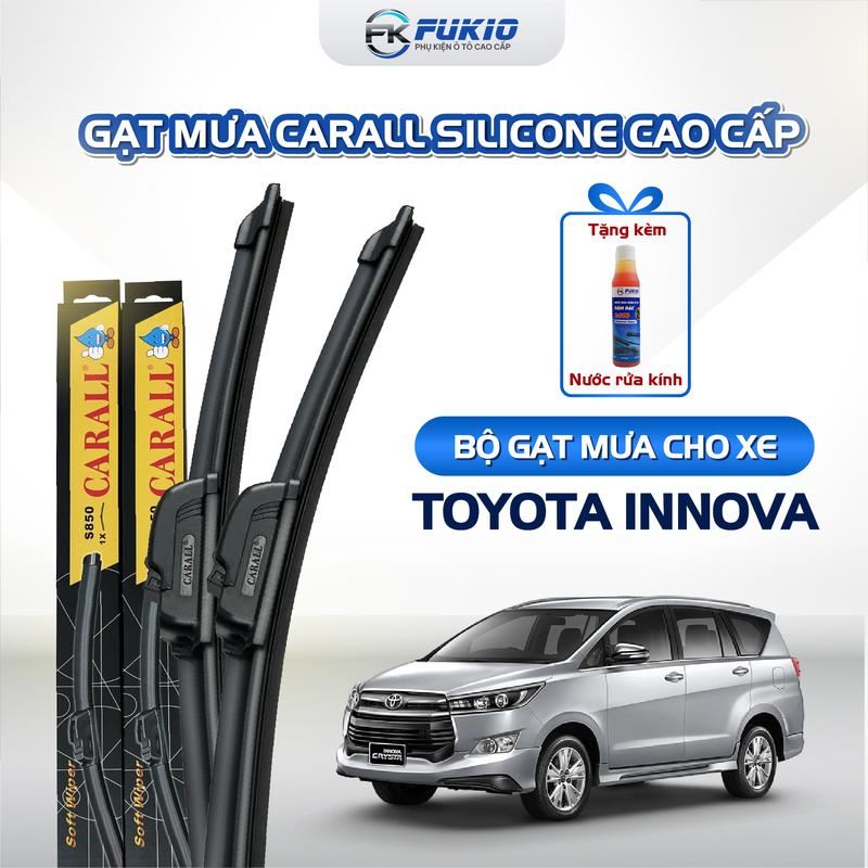 [ Gạt Mưa Innova ] Bộ Gạt Mưa Carall, Lưỡi Gạt Silicon, Thân Mềm Cao Su, Móc U Dùng Cho Dòng Xe Toyota Innova - Gạt Sạch, Êm Ái, Bền Bỉ - Fukio Bảo Hành 1 Đổi 1 1