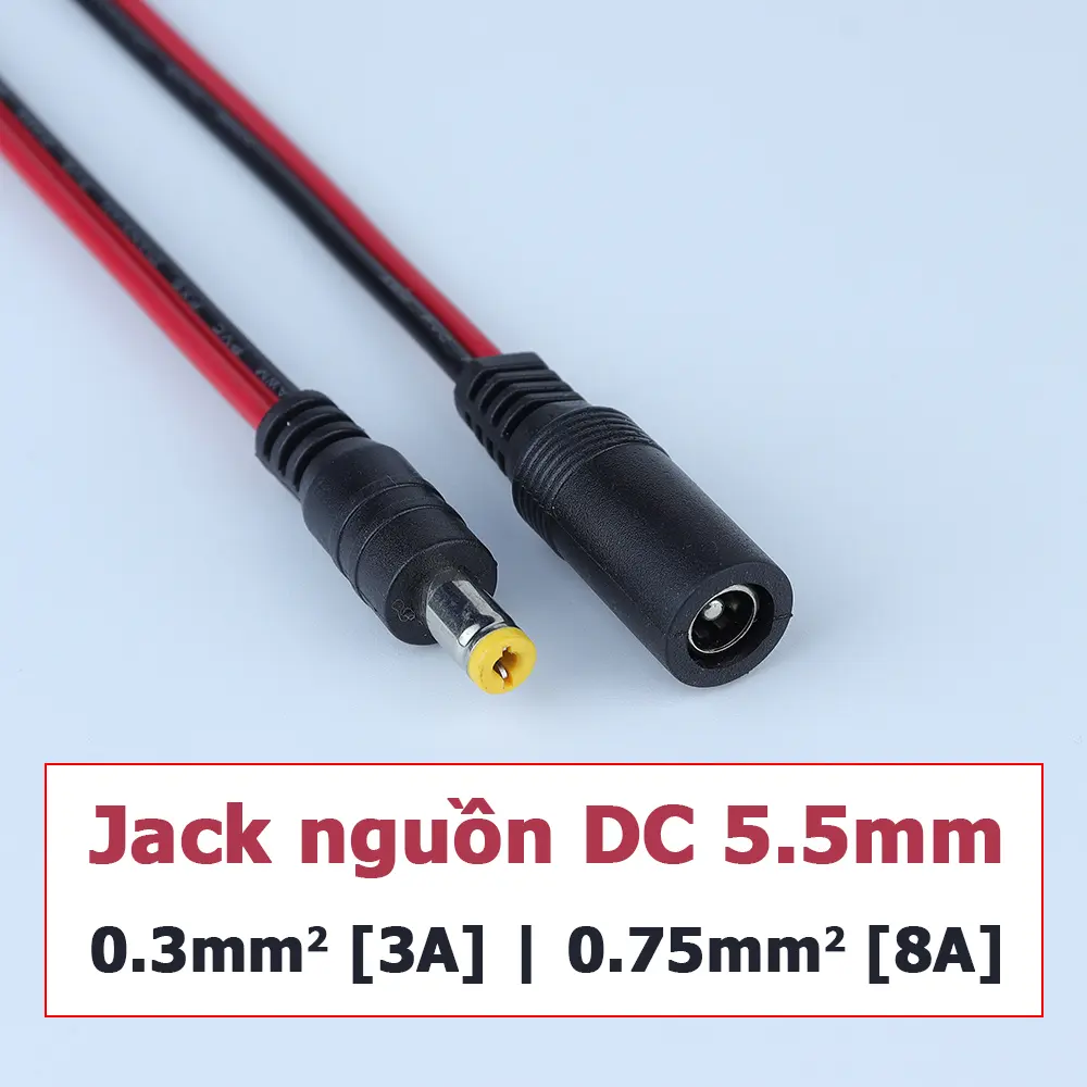 Dây nguồn DC Jack đực cái 5.5*2.1mm